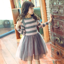 new design puffy stripe Princess winter baby girls party dresses